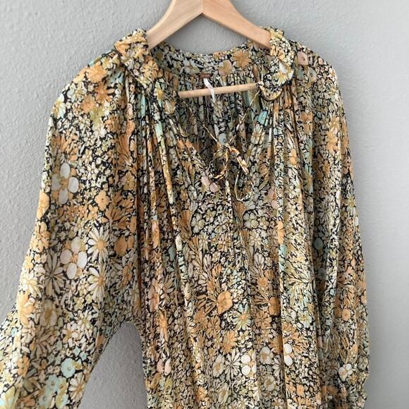 Free People Feeling Groovy Maxi Dress - Floral - Black Gold - Small - Picture 3 of 11